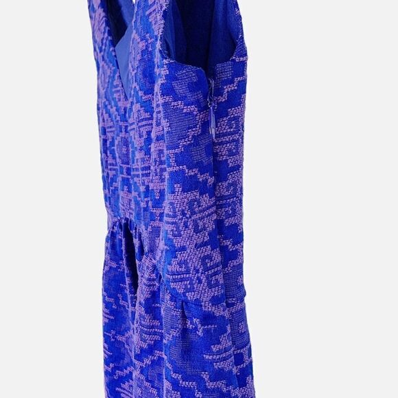 Anthropologie Maeve Women’s Blue & Purple Jacquard-Patterned Mini Dress Sz. 2 - Picture 6 of 12